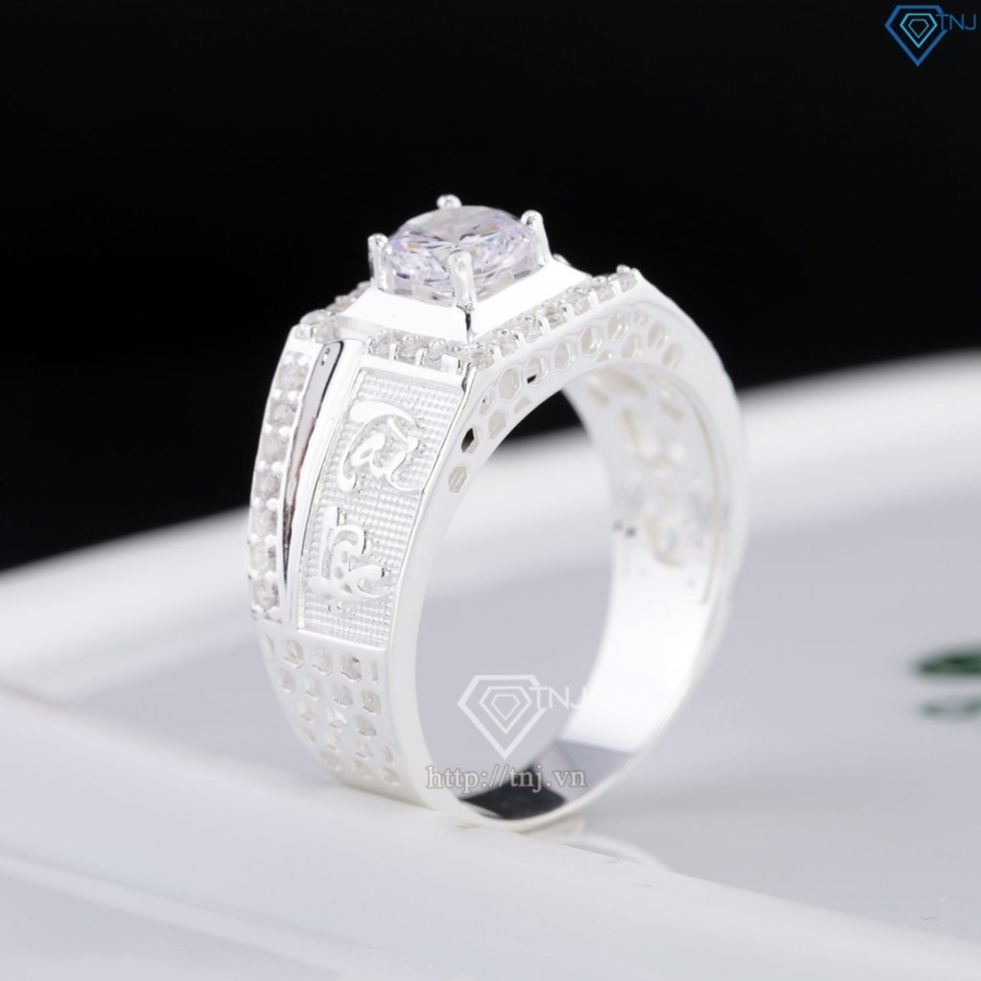 Nhẫn nam bạc chữ Tài Lộc đính đá NNA0870