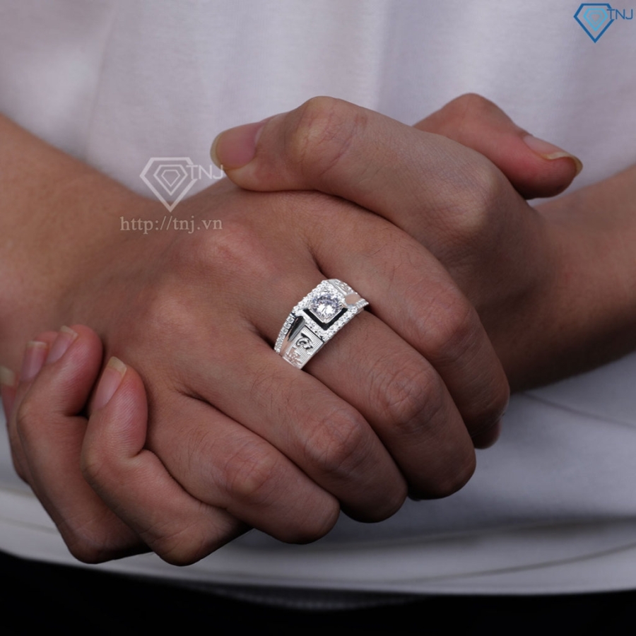 Nhẫn nam bạc chữ Tài Lộc đính đá NNA0870