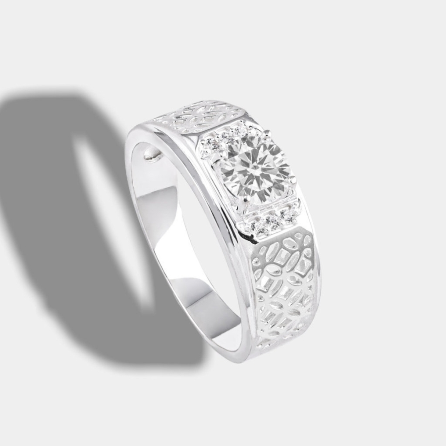 Nhẫn bạc nam kim tiền đính đá đẹp NNA0871