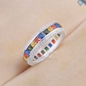 Nhẫn bạc nam tròn đính đá đa sắc đẹp NNA0832 - Trang sức TNJ