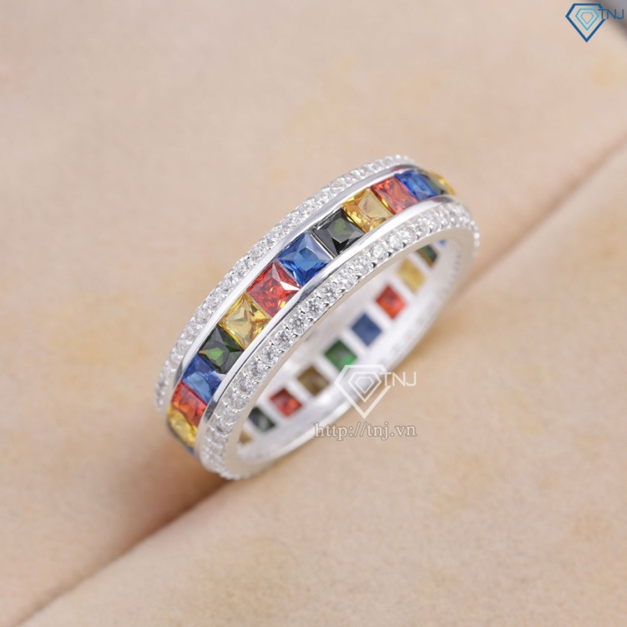 Nhẫn bạc nam tròn đính đá đa sắc đẹp NNA0832 - Trang sức TNJ