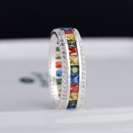 Nhẫn bạc nam tròn đính đá đa sắc đẹp NNA0832