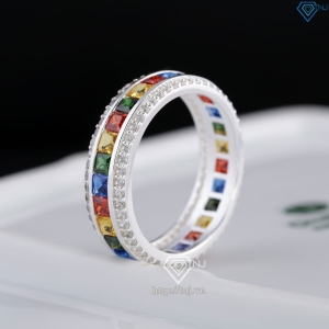 Nhẫn bạc nam tròn đính đá đa sắc đẹp NNA0832 - Trang sức TNJ