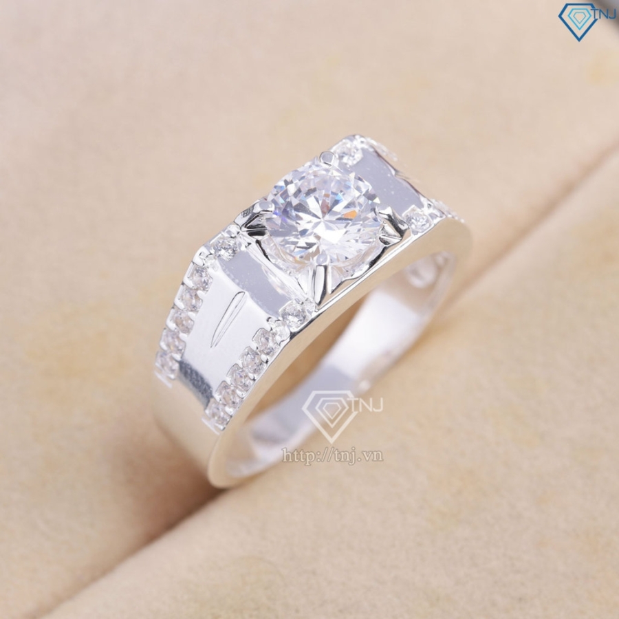 Nhẫn nam bạc đơn giản đính đá NNA0872