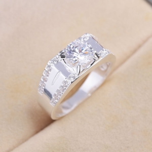 Nhẫn nam bạc đơn giản đính đá NNA0872