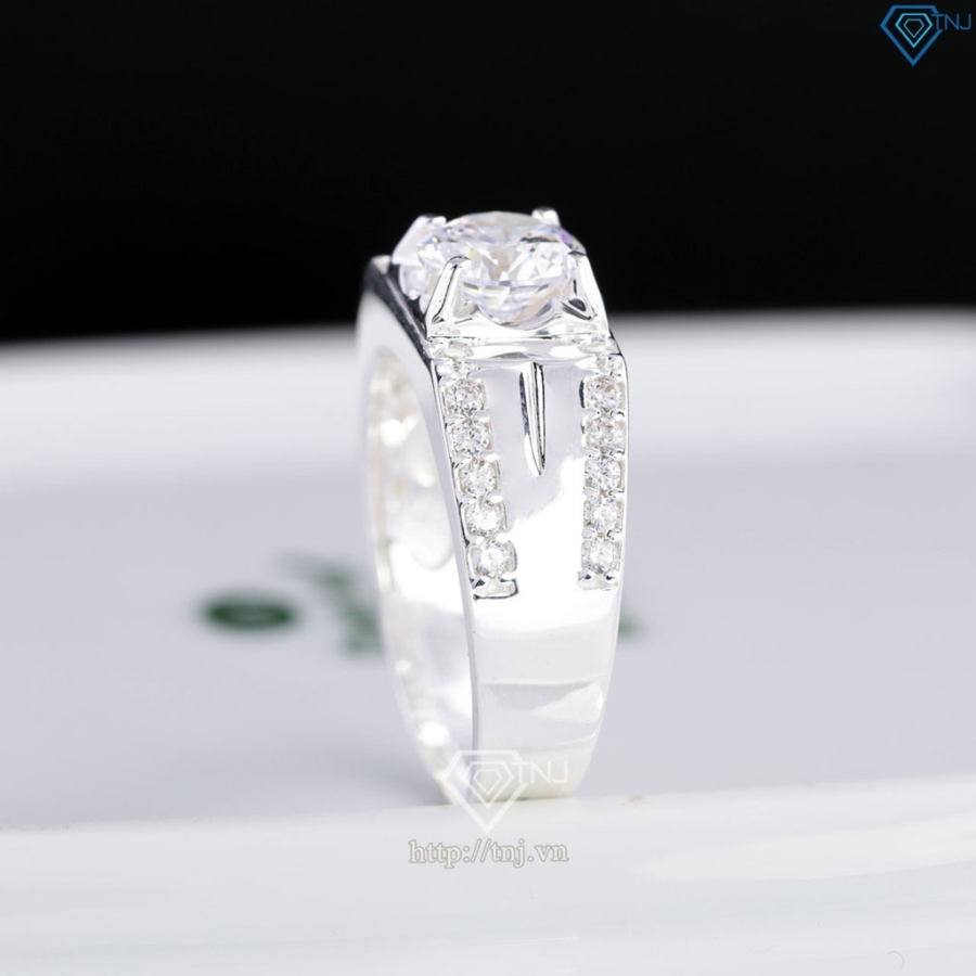 Nhẫn nam bạc đơn giản đính đá NNA0872