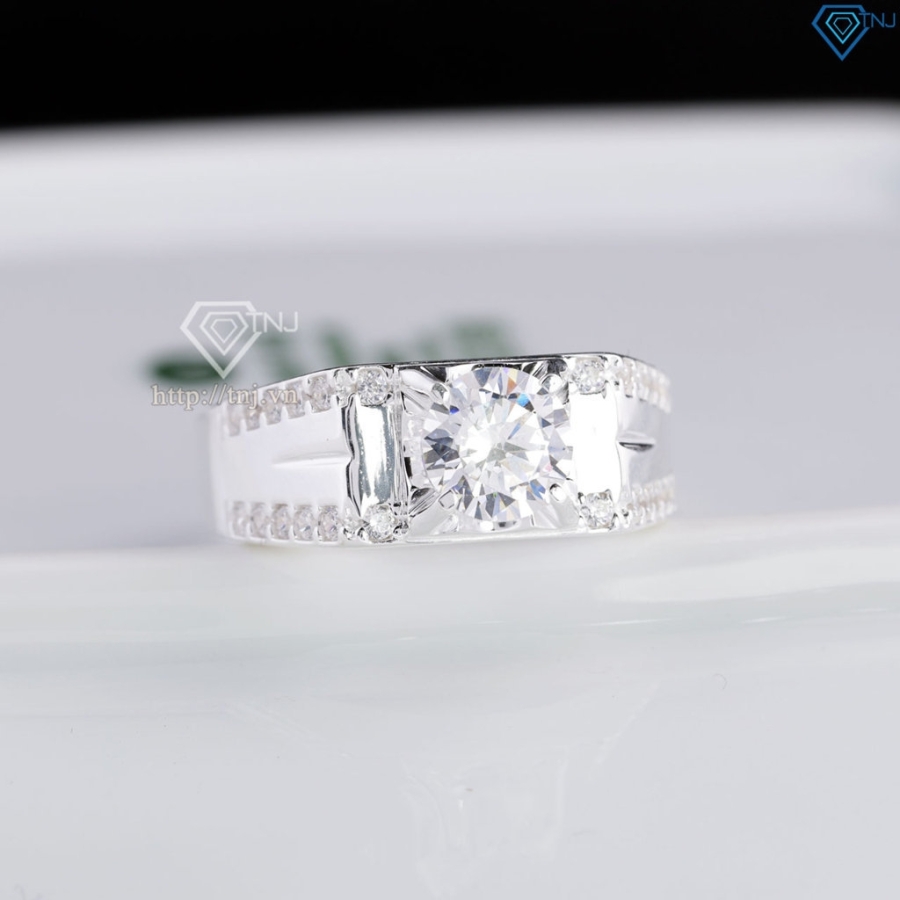 Nhẫn nam bạc đơn giản đính đá NNA0872