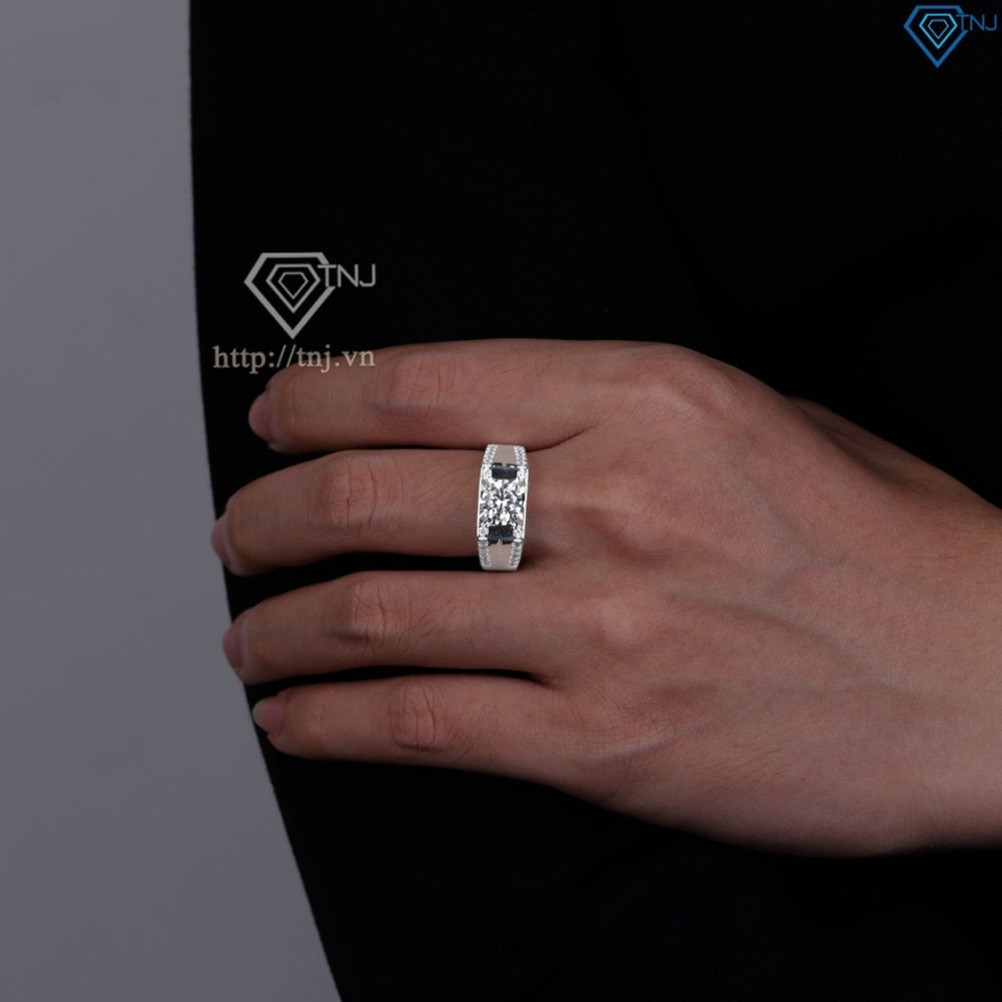Nhẫn nam bạc đơn giản đính đá NNA0872