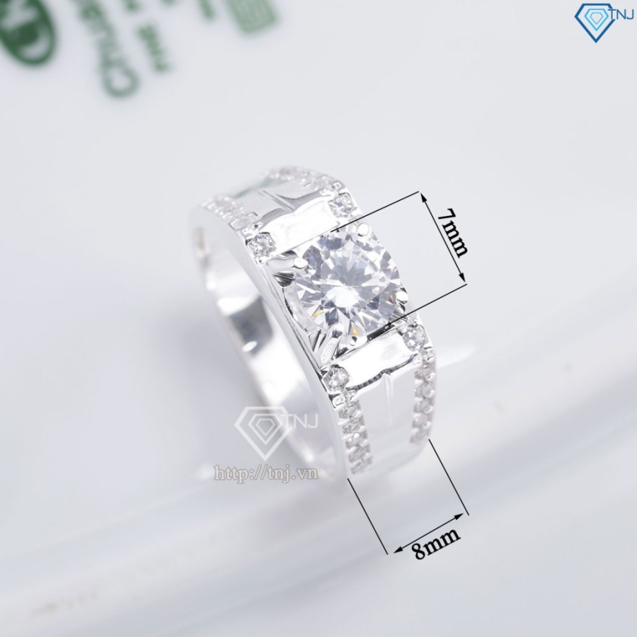 Nhẫn nam bạc đơn giản đính đá NNA0872