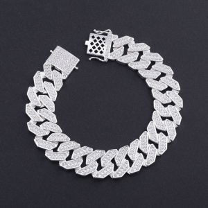 Lắc tay Cuban bạc phiên bản 15mm đặc LTA0217