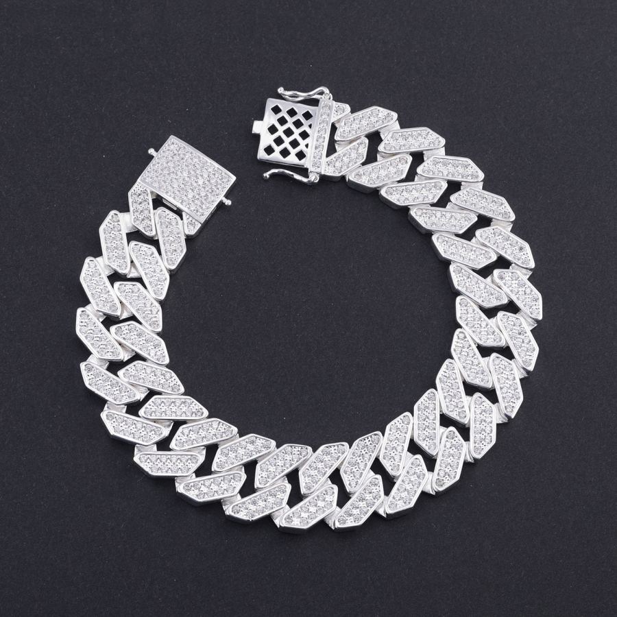 Lắc tay Cuban bạc phiên bản 15mm đặc LTA0217