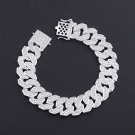 Lắc tay Cuban bạc phiên bản 15mm đặc LTA0217