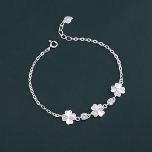 Lắc tay bạc nữ cỏ 4 lá may mắn LTN0092