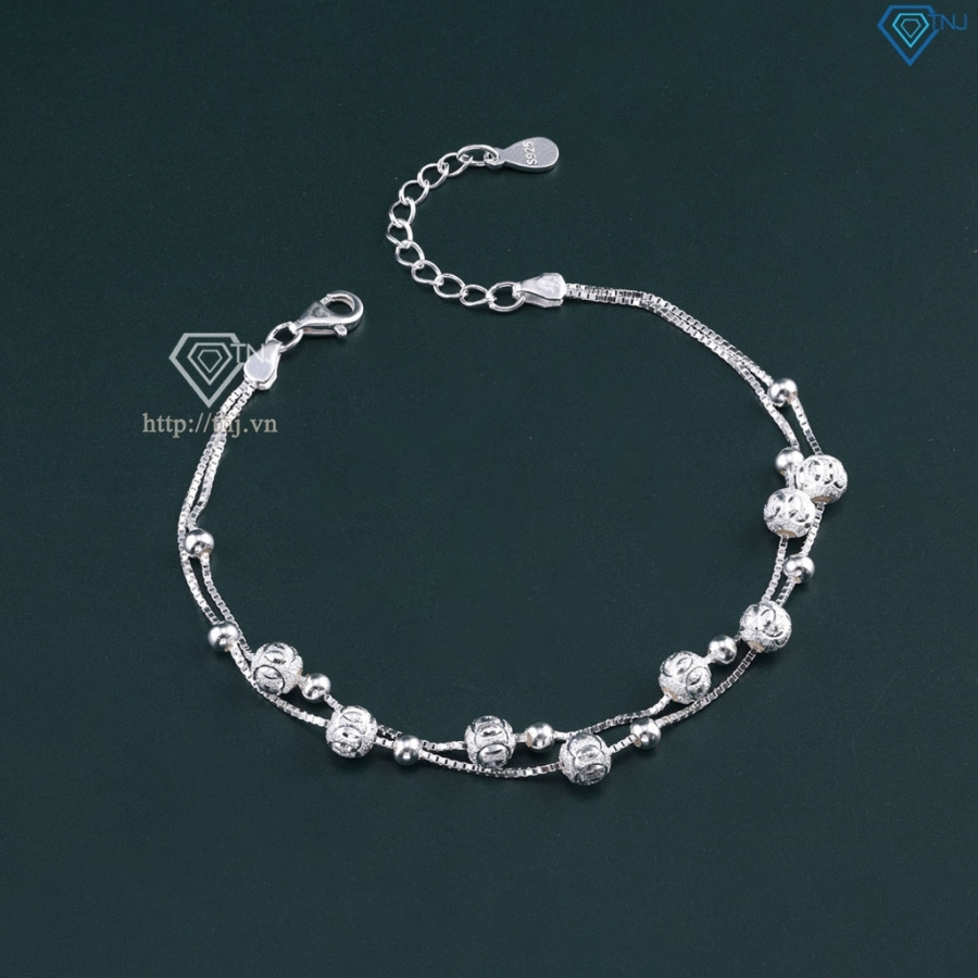 Lắc tay bạc nữ đẹp họa tiết viên bi bạc tinh tế LTN0101- Trang Sức TNJ
