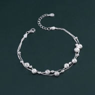 Lắc tay bạc nữ đẹp họa tiết viên bi bạc tinh tế LTN0101