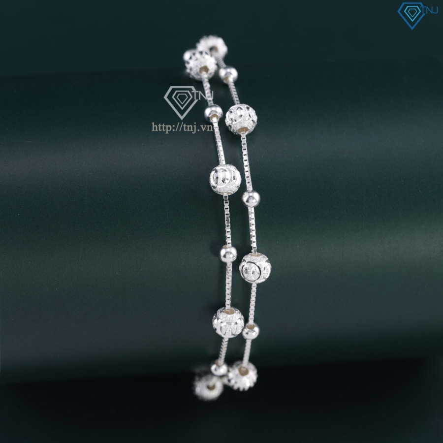 Lắc tay bạc nữ đẹp họa tiết viên bi bạc tinh tế LTN0101- Trang Sức TNJ