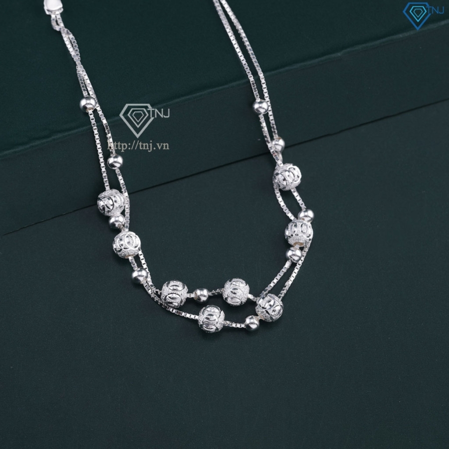 Lắc tay bạc nữ đẹp họa tiết viên bi bạc tinh tế LTN0101- Trang Sức TNJ