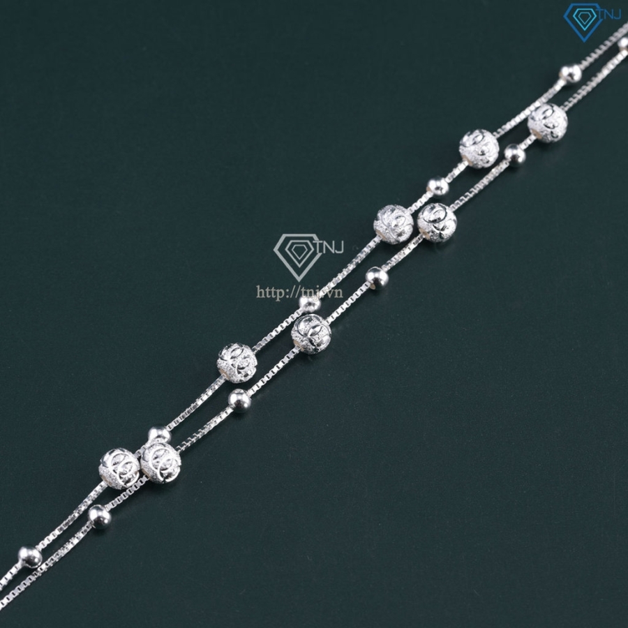 Lắc tay bạc nữ đẹp họa tiết viên bi bạc tinh tế LTN0101- Trang Sức TNJ