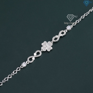 Lắc tay bạc nữ hình cỏ 4 lá dây họa tiết vô cực đẹp LTN0130