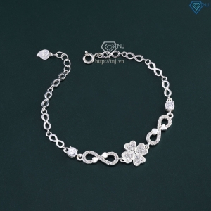 Lắc tay bạc nữ hình cỏ 4 lá dây họa tiết vô cực đẹp LTN0130