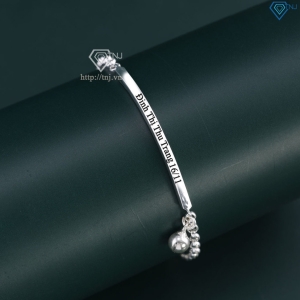 Lắc tay bạc nữ có chuông khắc tên LTN0172 - Trang Sức TNJ