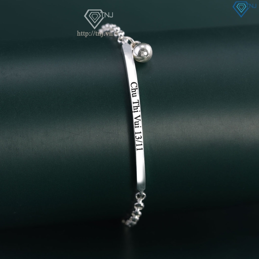 Lắc tay bạc nữ có chuông khắc tên LTN0172 - Trang Sức TNJ