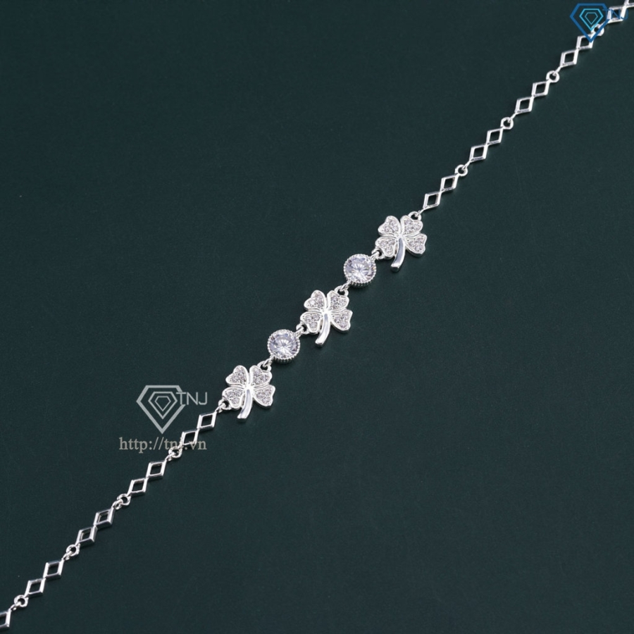 Lắc tay nữ bạc hình cỏ 4 lá may mắn LTN0173 - Trang Sức TNJ
