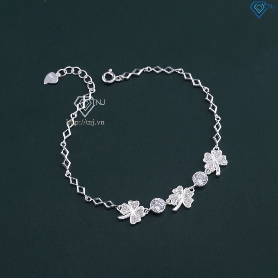 Lắc tay nữ bạc hình cỏ 4 lá may mắn LTN0173 - Trang Sức TNJ
