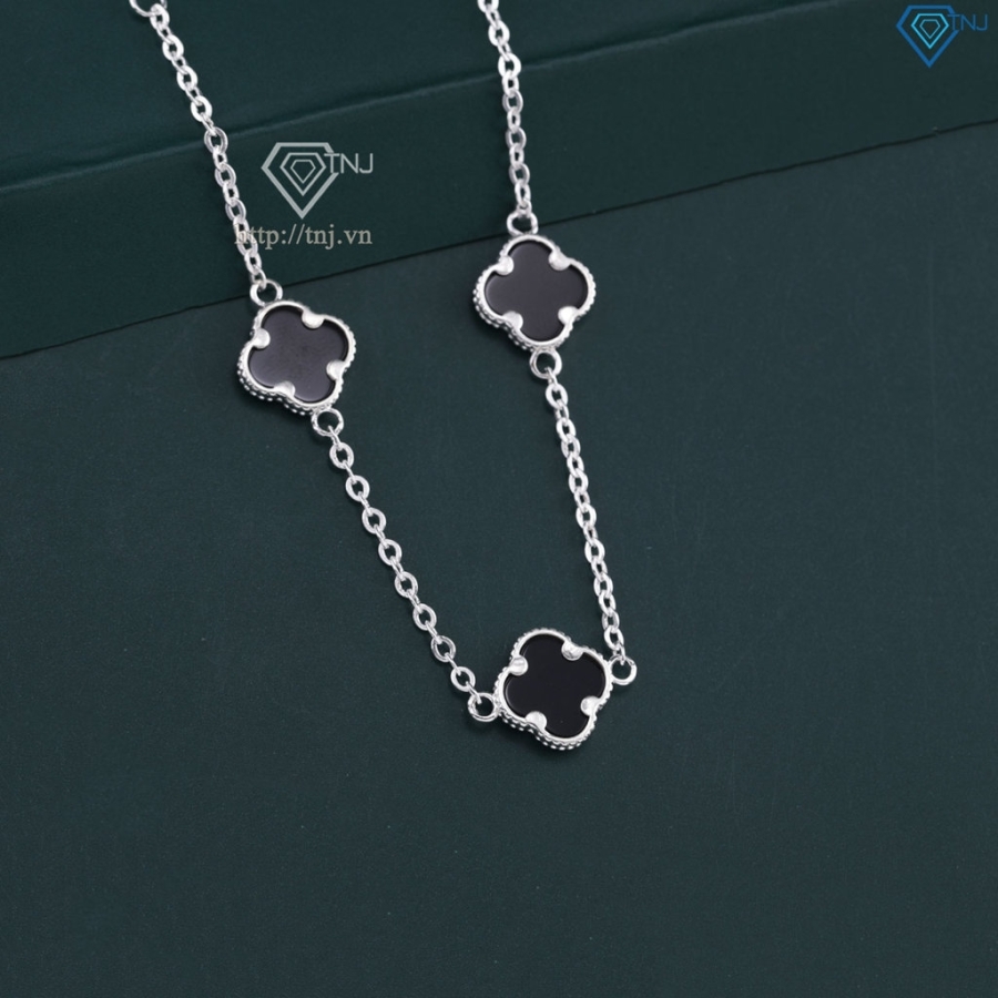 Lắc tay bạc nữ cỏ 4 lá đính đá đen LTN0287 - Trang Sức TNJ