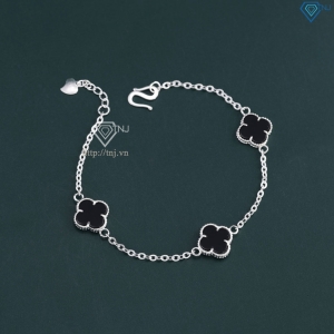 Lắc tay bạc nữ cỏ 4 lá đính đá đen LTN0287 - Trang Sức TNJ