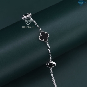Lắc tay bạc nữ cỏ 4 lá đính đá đen LTN0287 - Trang Sức TNJ