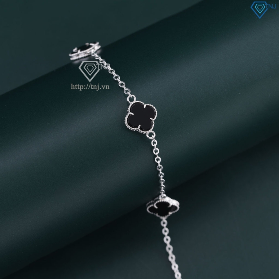 Lắc tay bạc nữ cỏ 4 lá đính đá đen LTN0287 - Trang Sức TNJ