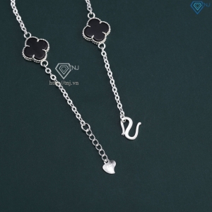 Lắc tay bạc nữ cỏ 4 lá đính đá đen LTN0287 - Trang Sức TNJ