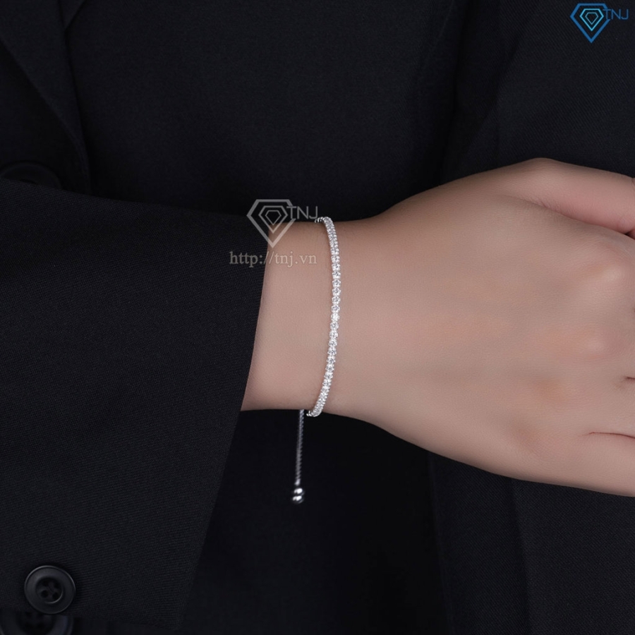 Lắc tay bạc cho nữ đính đá dây rút LTN0326 - Trang Sức TNJ