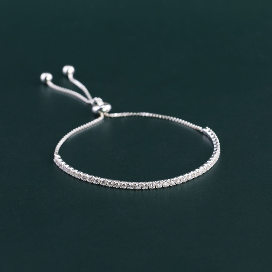 Lắc tay bạc cho nữ đính đá dây rút LTN0326