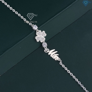 Lắc tay bạc nữ hình cỏ 4 lá khắc tên theo yêu cầu LTN0328