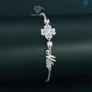 Quà noel cho người yêu lắc tay bạc nữ hình cỏ 4  LTN0328