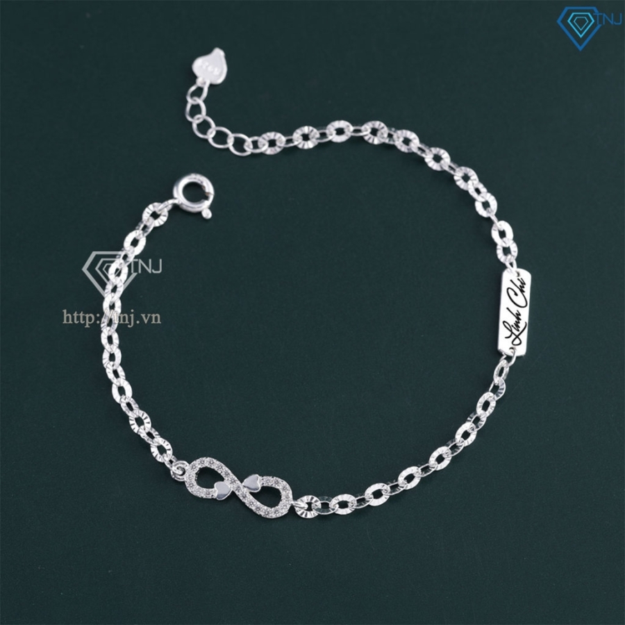 Lắc tay bạc nữ hình vô cực khắc tên theo yêu cầu LTN0345