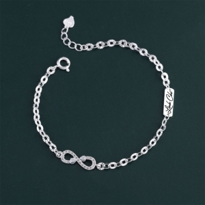 Lắc tay bạc nữ hình vô cực khắc tên theo yêu cầu LTN0345