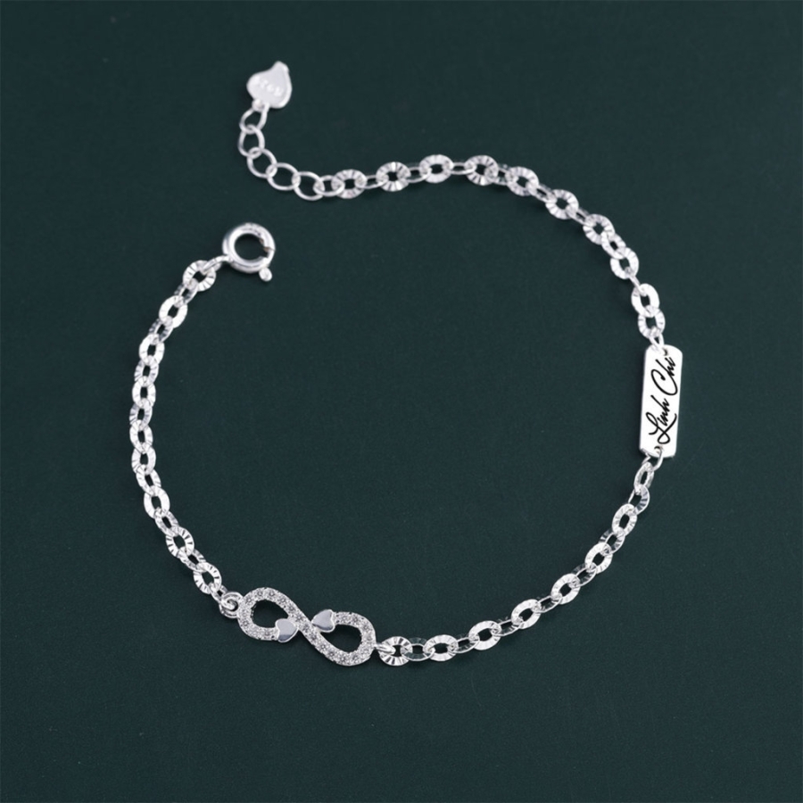 Lắc tay bạc nữ hình vô cực khắc tên theo yêu cầu LTN0345