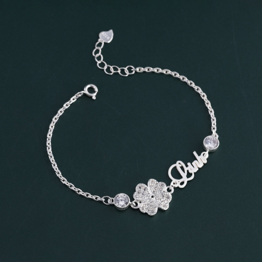 Lắc tay cỏ 4 lá khắc tên theo yêu cầu LTN0387