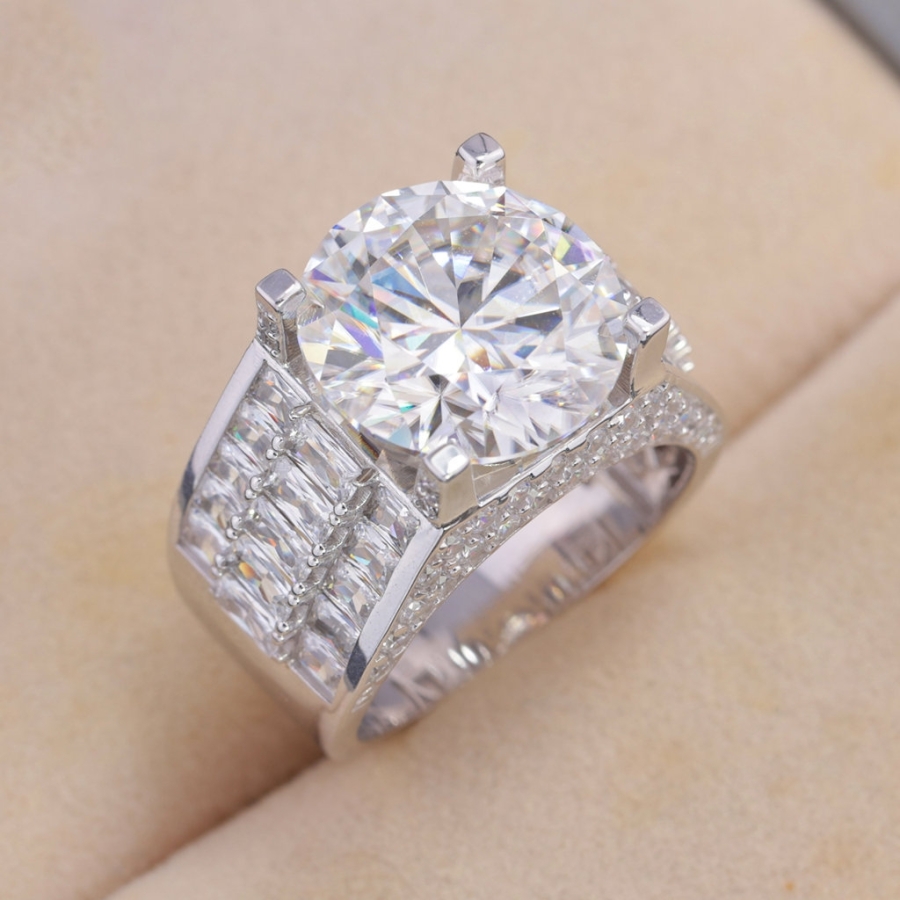 Nhẫn nam Moissanite bản to đính kim cương 14.0mm - Kiểm định GRA NNAM0241