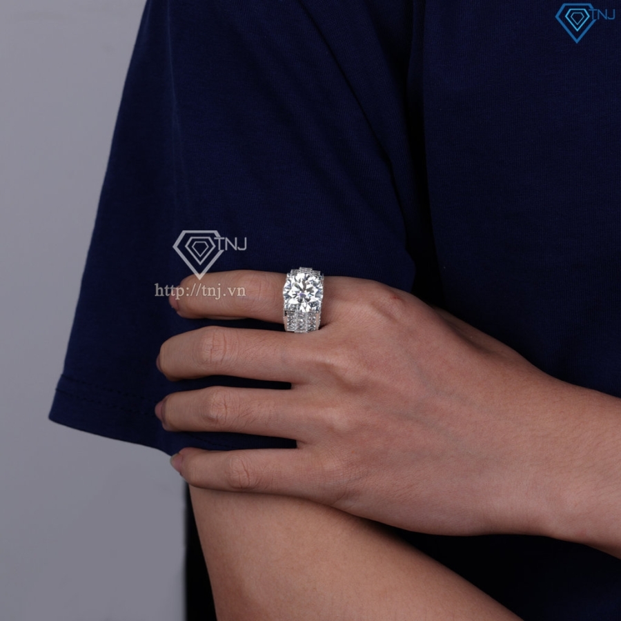 Nhẫn nam Moissanite bản to đính kim cương 14.0mm  NNAM0241