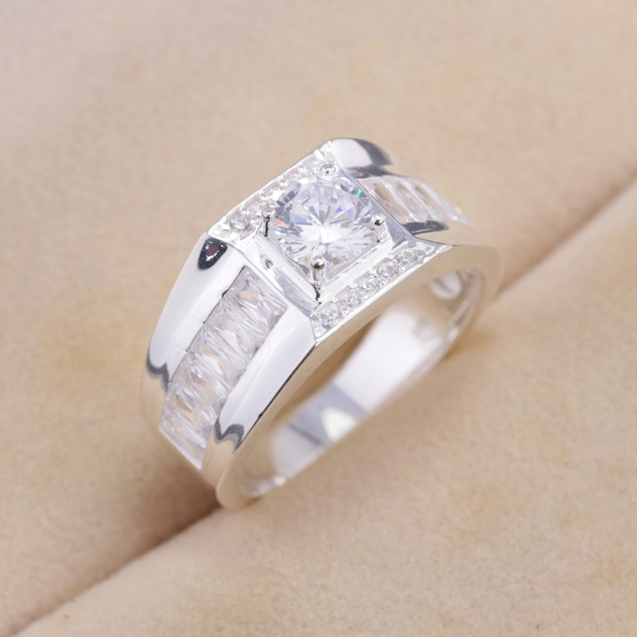 Nhẫn nam bạc 925 đính đá NNA0874