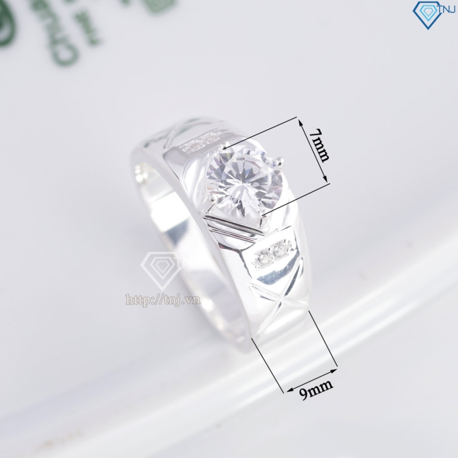 Nhẫn nam bạc đơn giản đính đá NNA0875