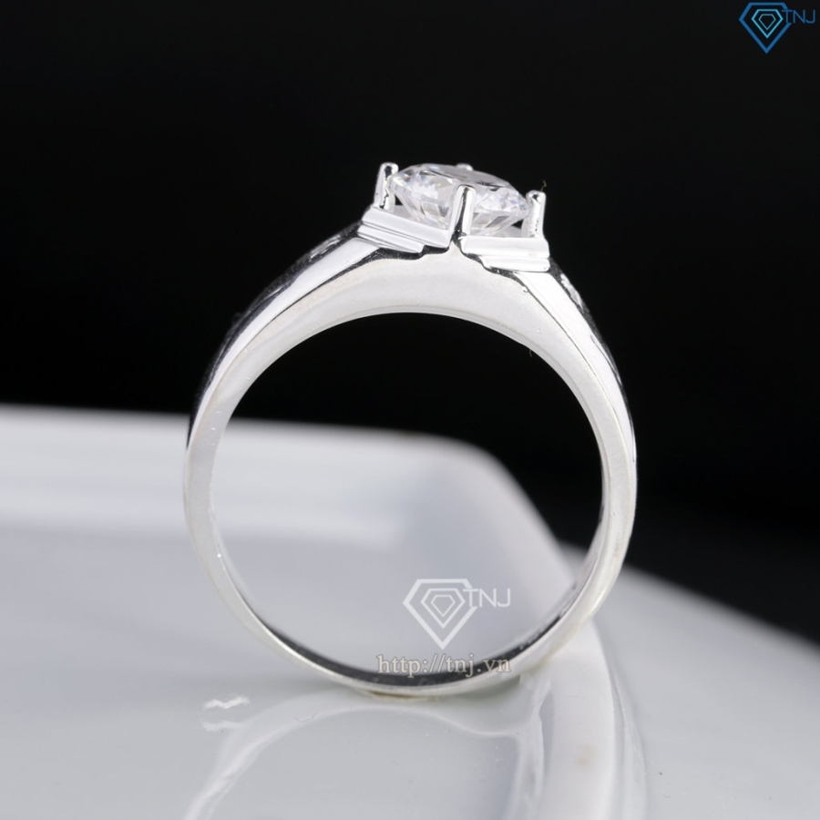Nhẫn nam bạc đơn giản đính đá NNA0875