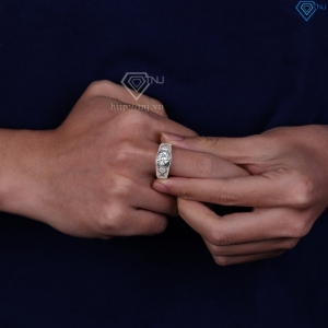 Nhẫn nam bạc đơn giản đính đá NNA0875