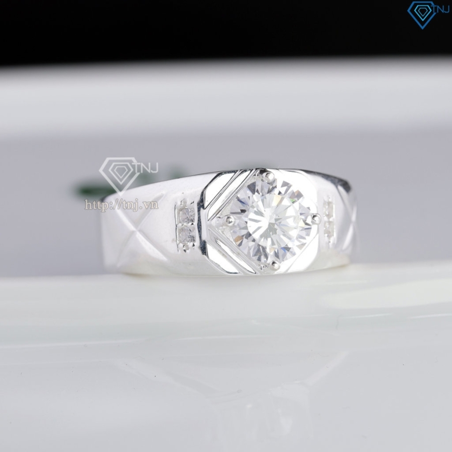 Nhẫn nam bạc đơn giản đính đá NNA0875