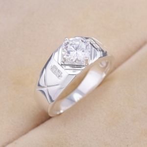 Nhẫn nam bạc đơn giản đính đá NNA0875