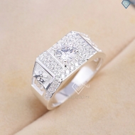 Nhẫn bạc nam chữ Phúc đính đá NNA0877